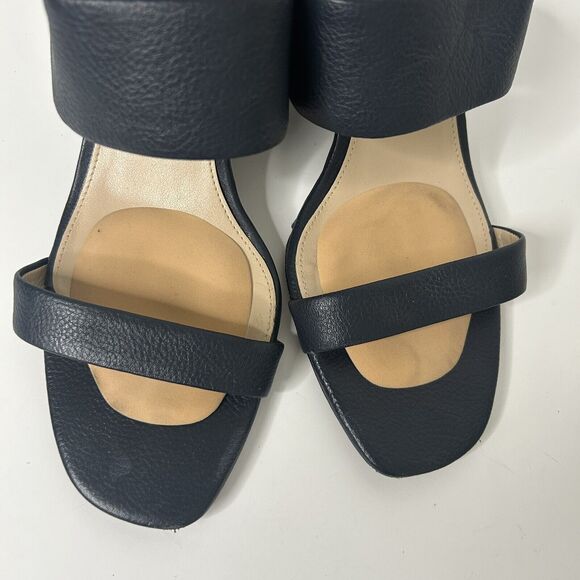 Via Spiga Womens 9.5 Blue Leather Wedge Open Toe Sandals Shoes - Picture 5 of 7